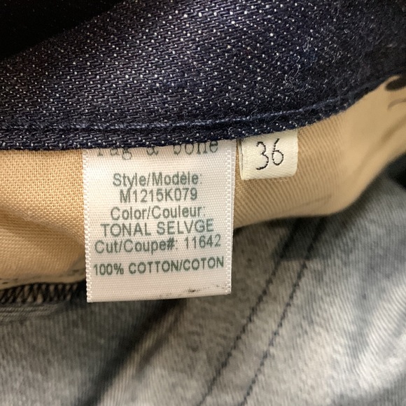 Rag & Bone‎ Fit 3 Standard Issue Jeans Men’s 36x28 Black Slim Straight Leg Denim - Picture 14 of 14